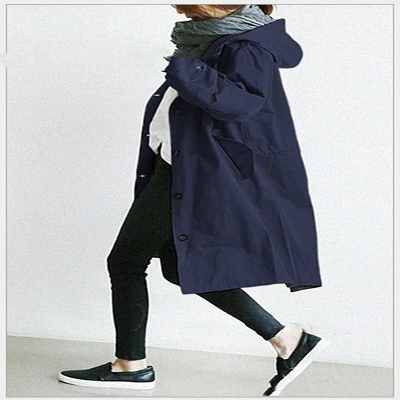 Veste Coupe-Vent Imperméable à Capuche pour Femme