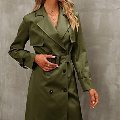 Manteau trench décontracté à double boutonnage pour femme