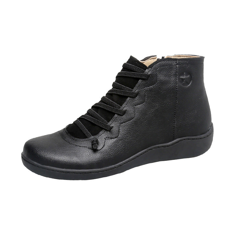 Bottines confort à lacets et fermeture zip pour femme