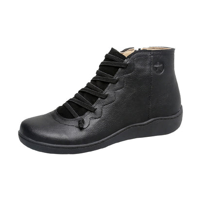 Bottines confort à lacets et fermeture zip pour femme