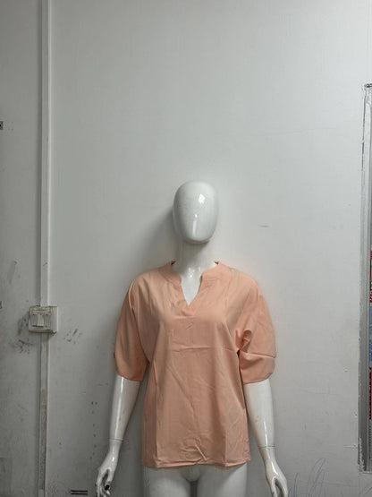 Chemise Femme à Col en V et Manches Courtes