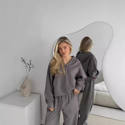 Ensemble de survêtement décontracté à capuche pour femme