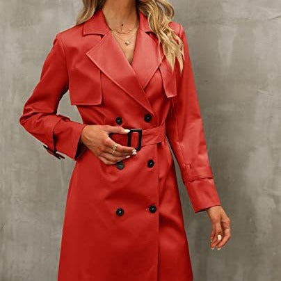 Manteau trench décontracté à double boutonnage pour femme