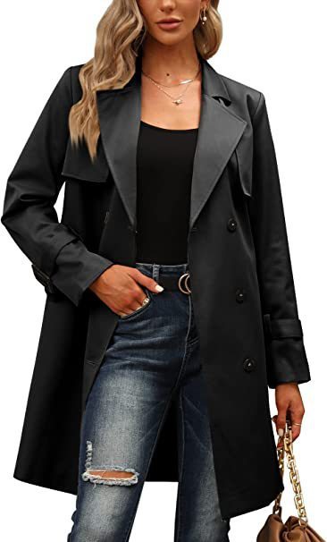 Manteau trench décontracté à double boutonnage pour femme