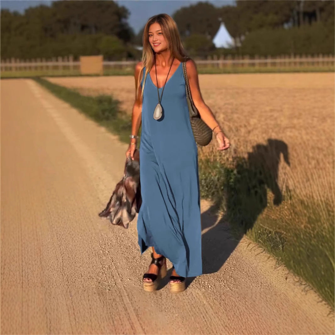 Robe Longue d'Été à Bretelles – Coupe Fluide et Décontractée