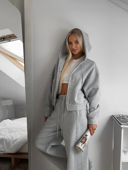 Ensemble de survêtement décontracté à capuche pour femme
