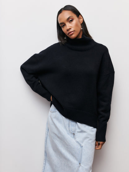 Pull paresseux décontracté ample à col moque