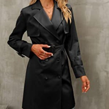 Manteau trench décontracté à double boutonnage pour femme