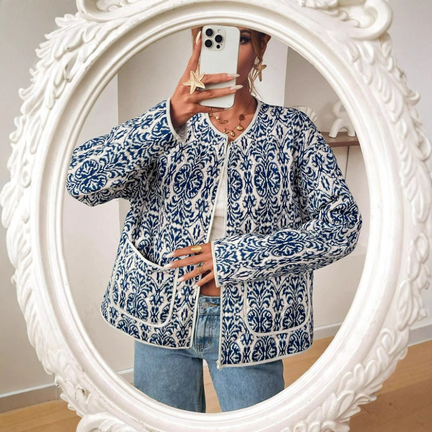 Veste légère à imprimé ethnique pour femme