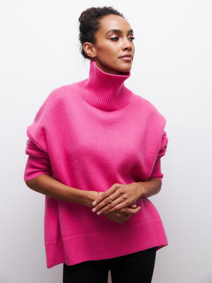 Pull paresseux décontracté ample à col moque