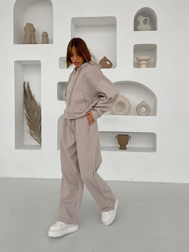 Ensemble de survêtement décontracté à capuche pour femme