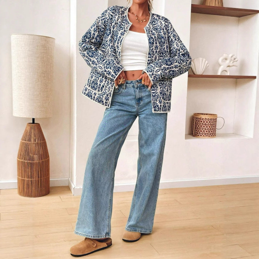 Veste légère à imprimé ethnique pour femme