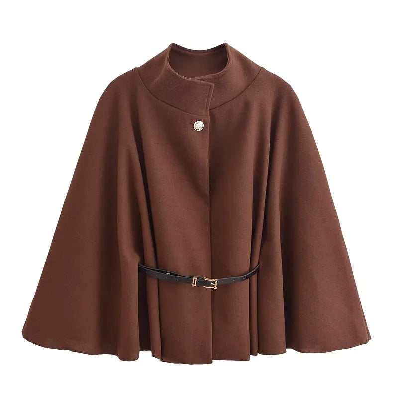 Manteau court élégant à manches larges avec ceinture pour Femme