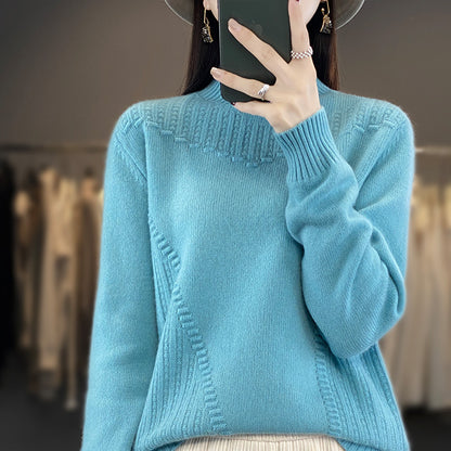 Tricots doux à col montant en maille fine pour femme