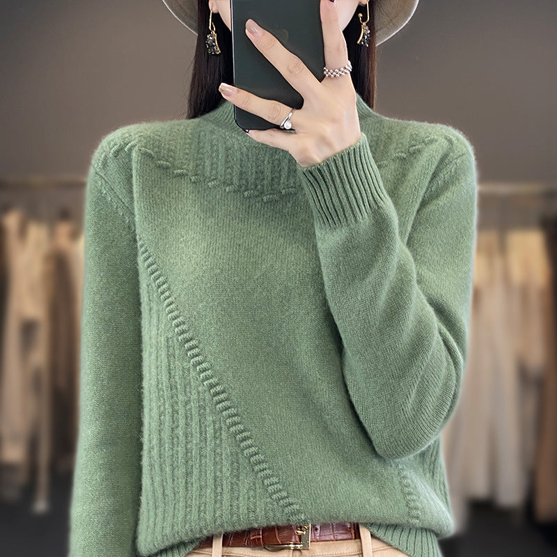 Tricots doux à col montant en maille fine pour femme