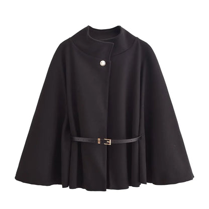 Manteau court élégant à manches larges avec ceinture pour Femme