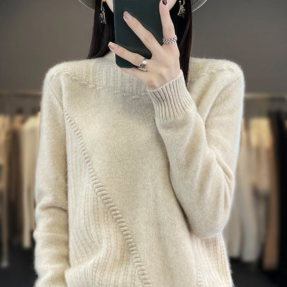 Tricots doux à col montant en maille fine pour femme