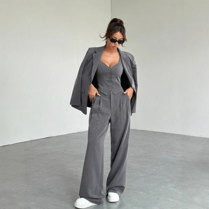 Ensemble tailleur féminin trois pièces à coupe moderne – Style Automne et Hiver