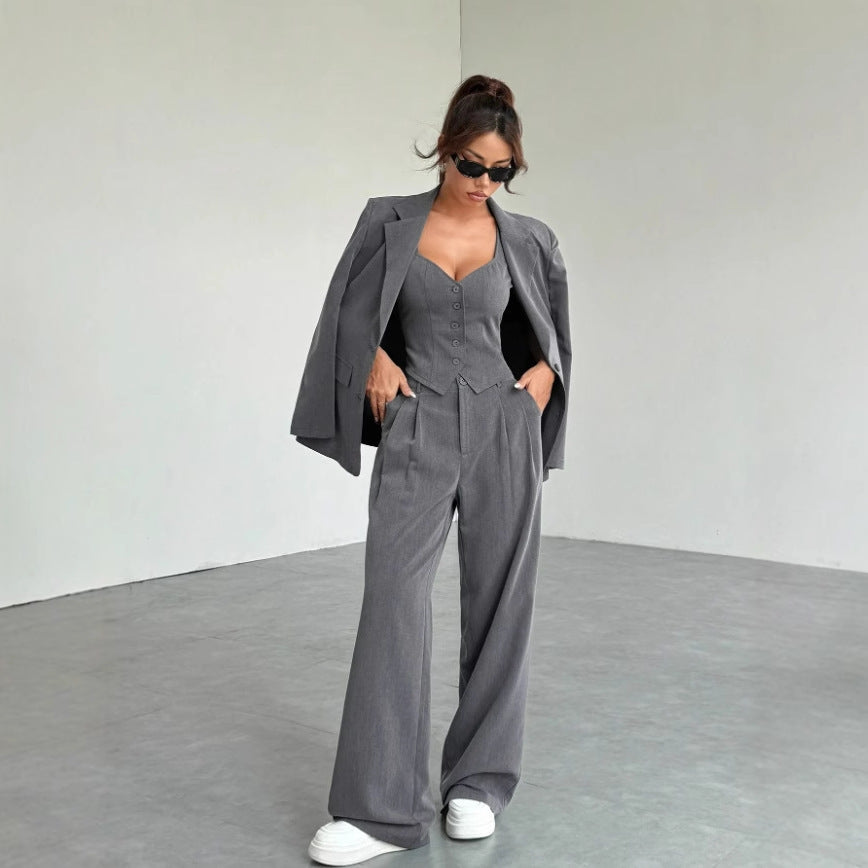 Ensemble tailleur féminin trois pièces à coupe moderne – Style Automne et Hiver