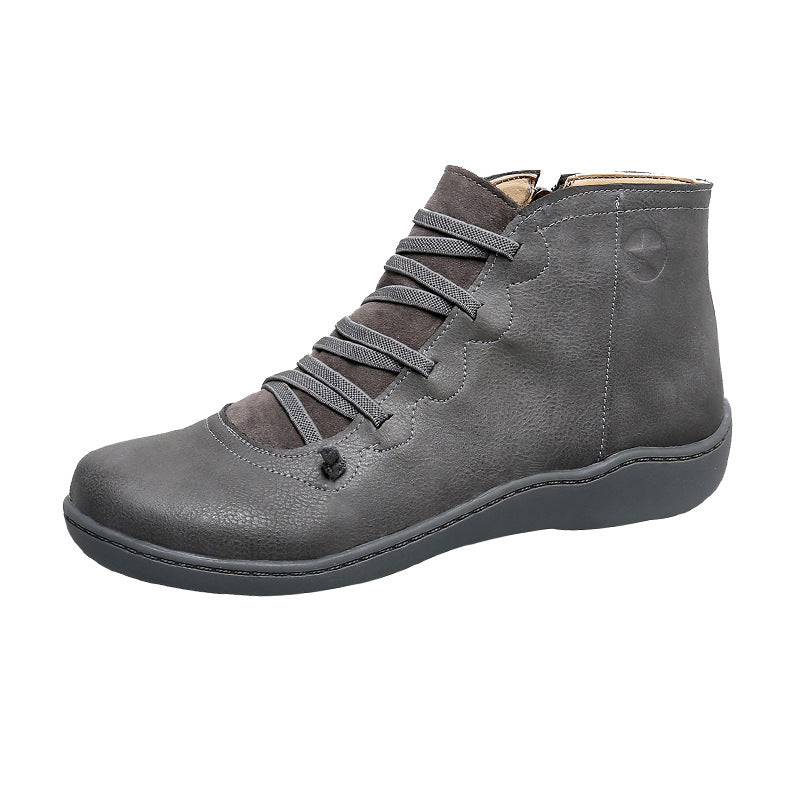 Bottines confort à lacets et fermeture zip pour femme