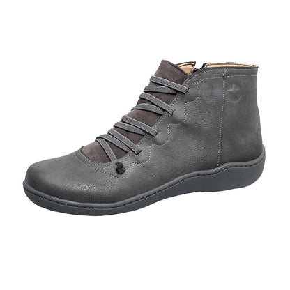 Bottines confort à lacets et fermeture zip pour femme
