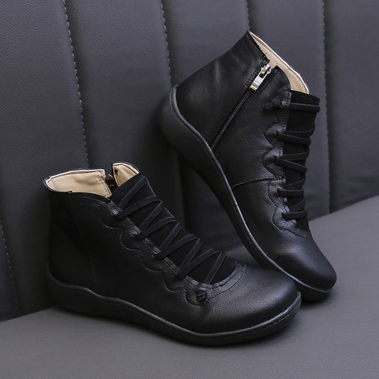 Bottines confort à lacets et fermeture zip pour femme