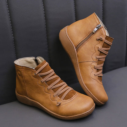 Bottines confort à lacets et fermeture zip pour femme