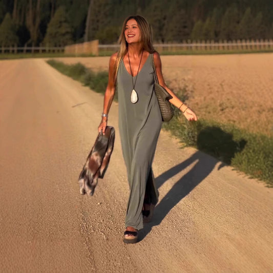 Robe Longue d'Été à Bretelles – Coupe Fluide et Décontractée
