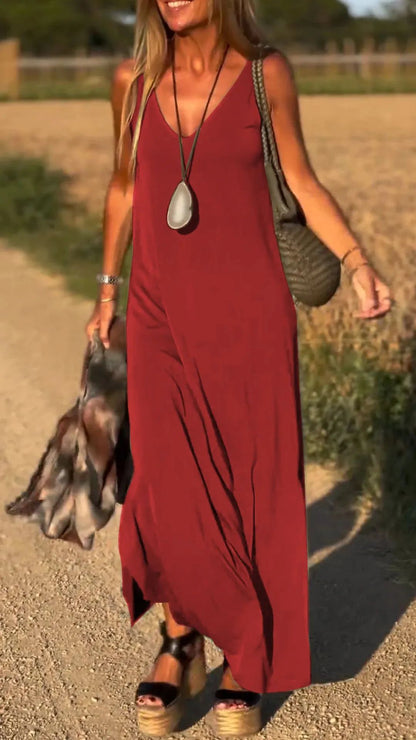 Robe Longue d'Été à Bretelles – Coupe Fluide et Décontractée