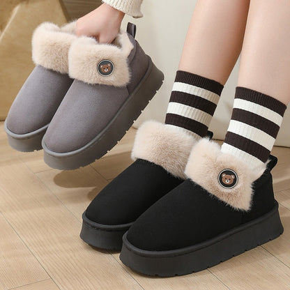 Chaussons bottines doublés en fourrure pour femme