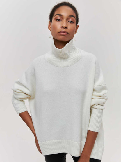 Pull paresseux décontracté ample à col moque