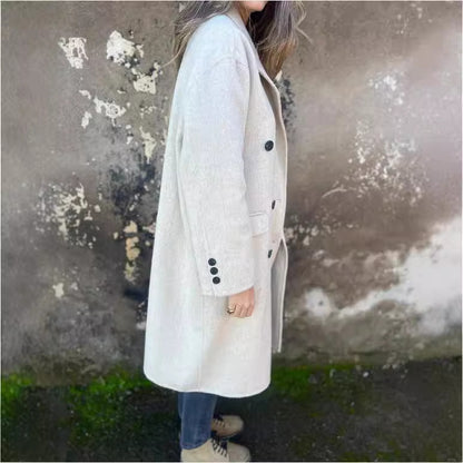 Manteau Long à Double Boutonnage et Revers