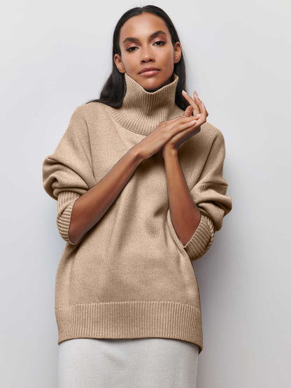 Pull paresseux décontracté ample à col moque